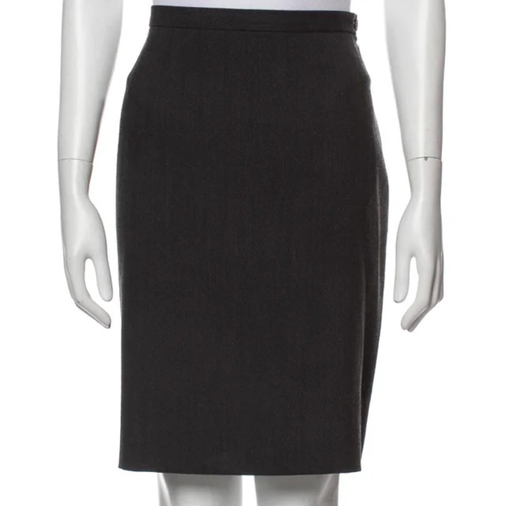 Giorgio Armani‎ herringbones wool blend pencil skirt in grey Made in Italy